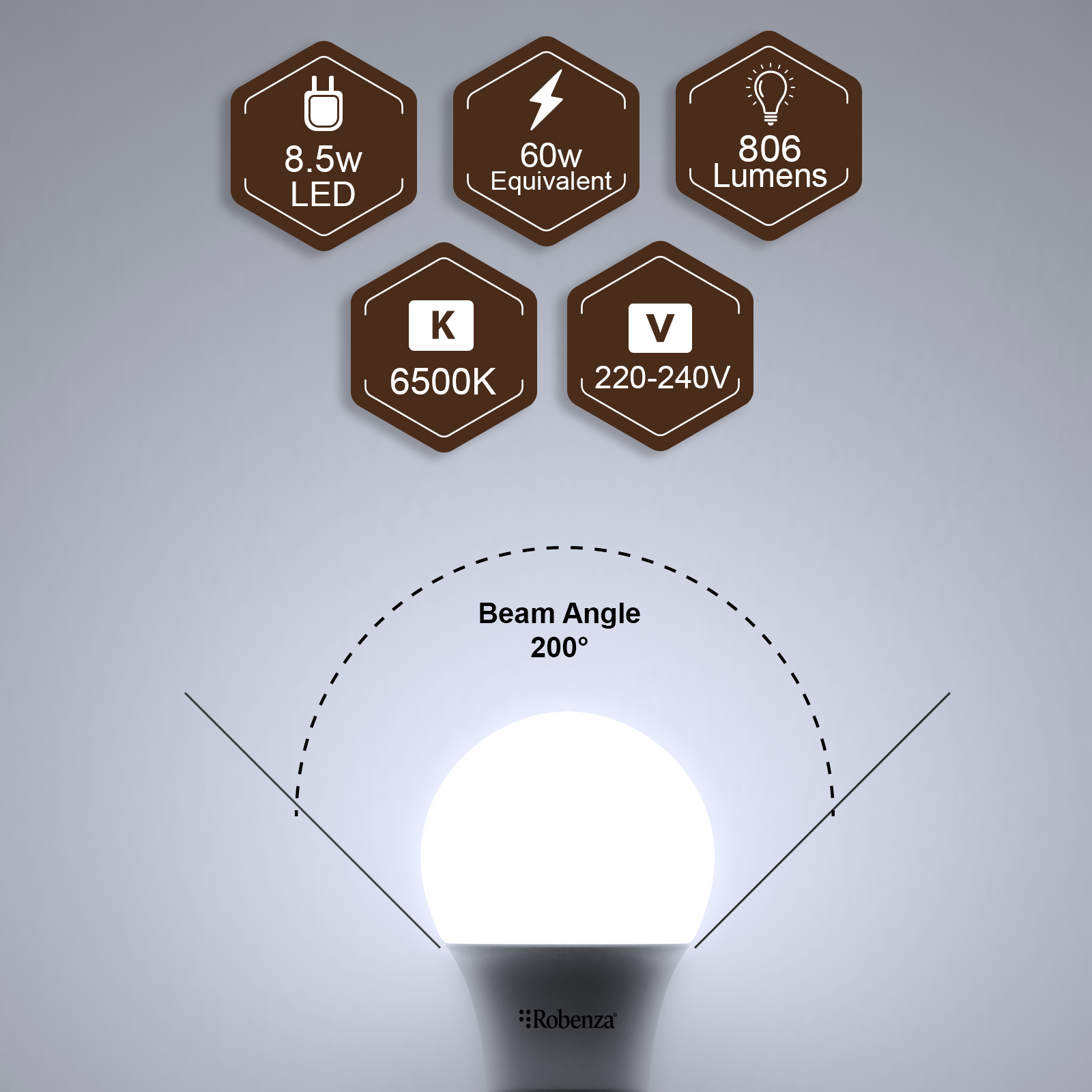 Led Gls Dimmable Bulbs, E27, 8.5W=60W, 806Lm, 6500K 3 Led Gls Dimmable Bulbs, E27, 8.5W=60W, 806Lm, 6500K - Image 3