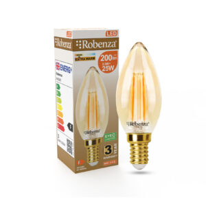 LED Filament Candle Dimmable Bulbs,  E14, 2.2W=25w, 200LM, 2000K
